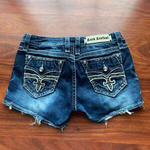 Rock Revival Women's Distressed Dark Blue Jeans